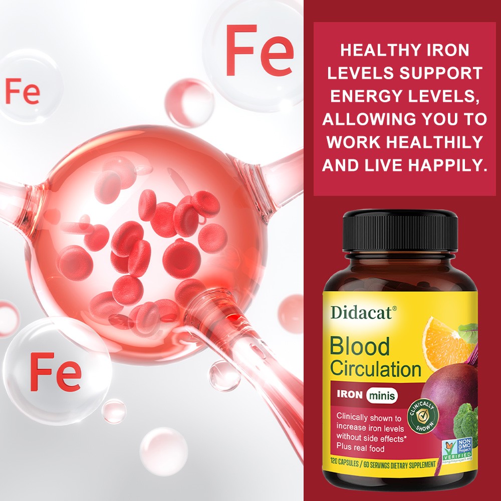 SUPPORT Blood Circulation HEALTH Supplement Capsules With Beetroot, Iron & B12