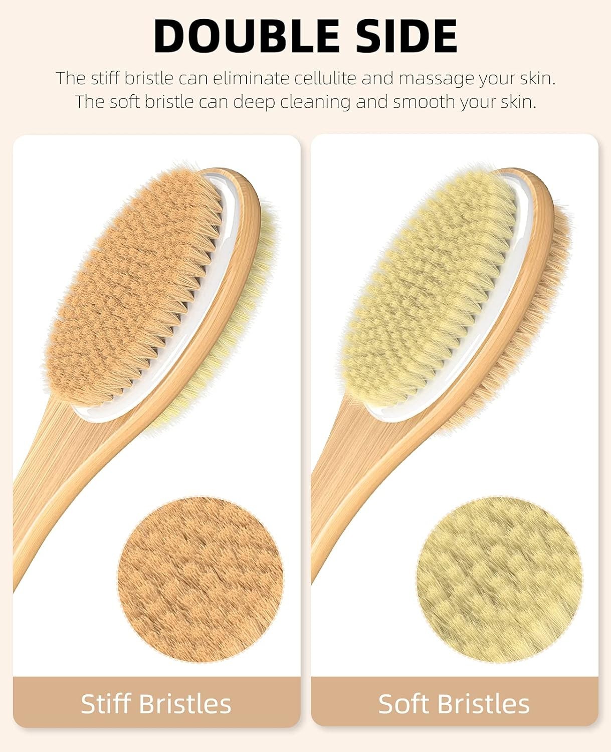 Elegant Long Handle Shower Brush: Soft & Stiff Bristles for Exquisite Skin Care