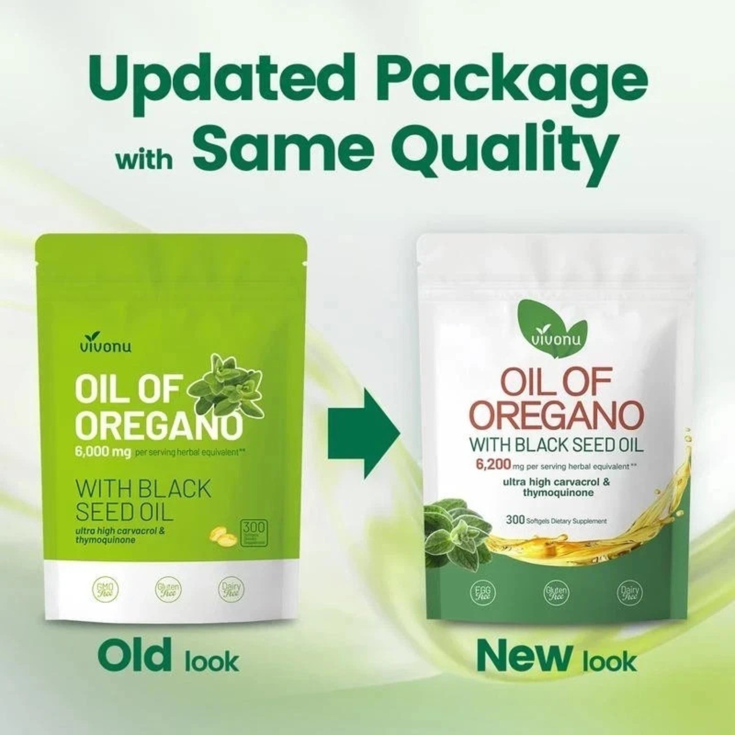 2PCS NEW Oregano Oil 6200mg with Black Seed Oil Immune Boosting Softgels