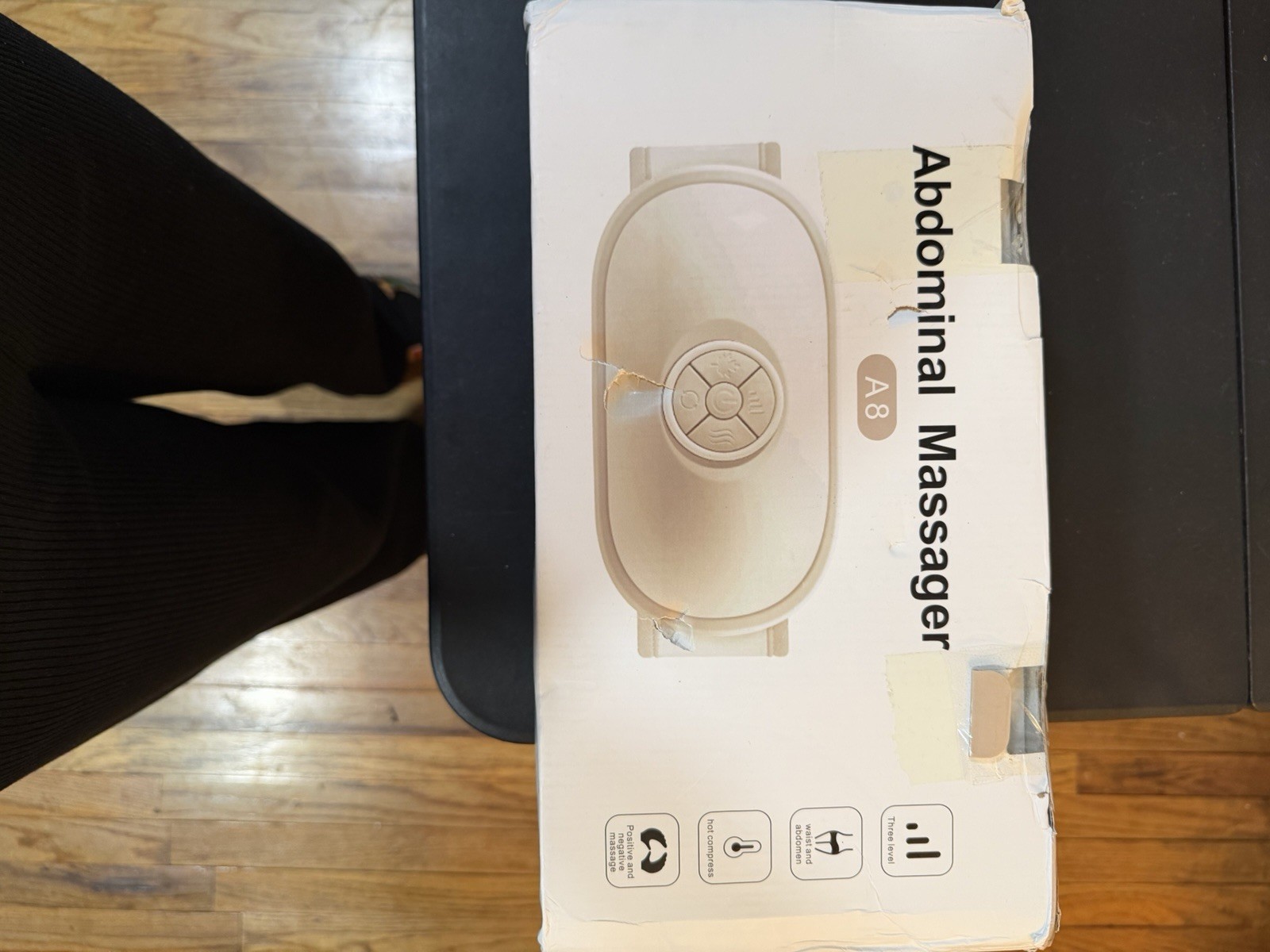 A8 Abdominal Massager Wireless Hot Compress Beige CE RoHS FC UK Certified