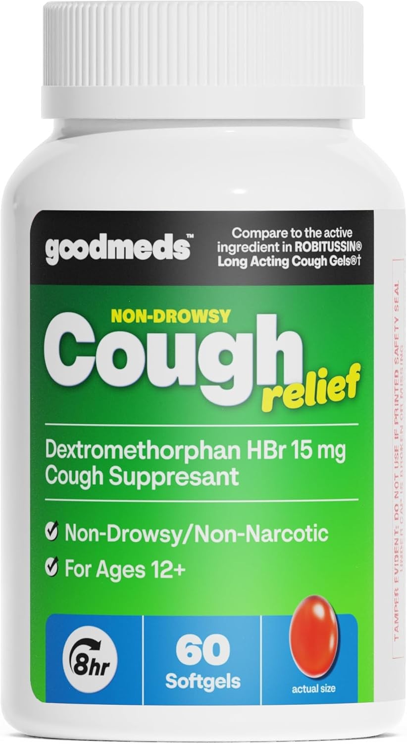 Cough Relief for Adults Softgels Dextromethorphan HBr (DXM) 15mg 8Hour, Non-Drow