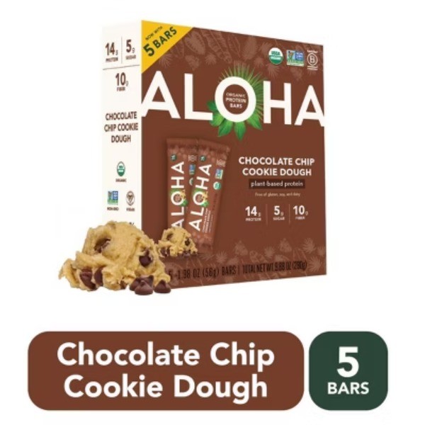 Chocolate Chip Cookie Dough Plant-Based Protein Bars – 14g Protein – 9.88oz/5ct