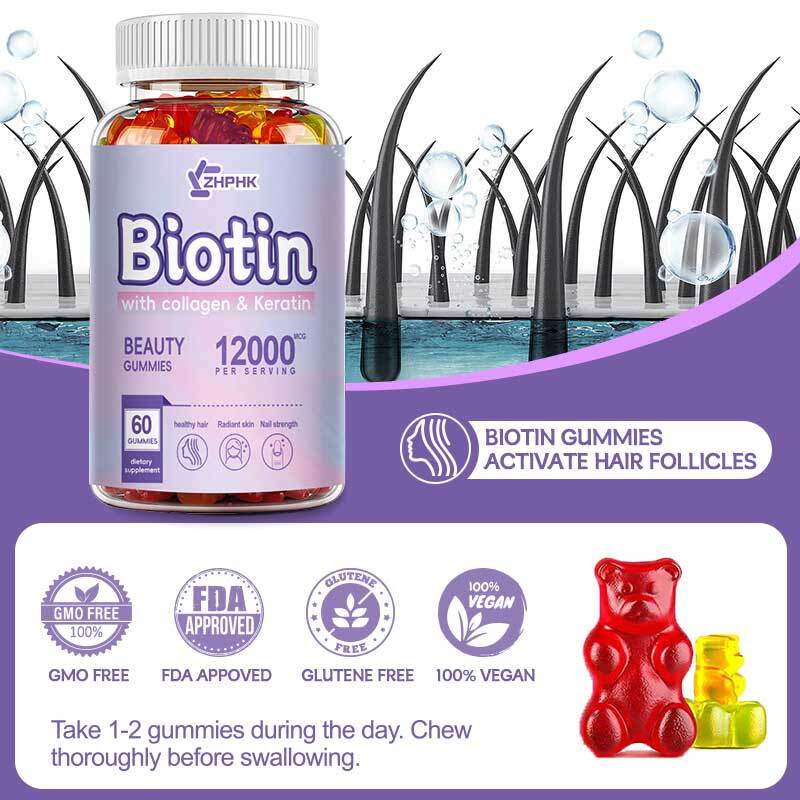 WEEM Hair Skin and Nails Gummies – Supports Healthy Hair – Vegan biotin Vitamins