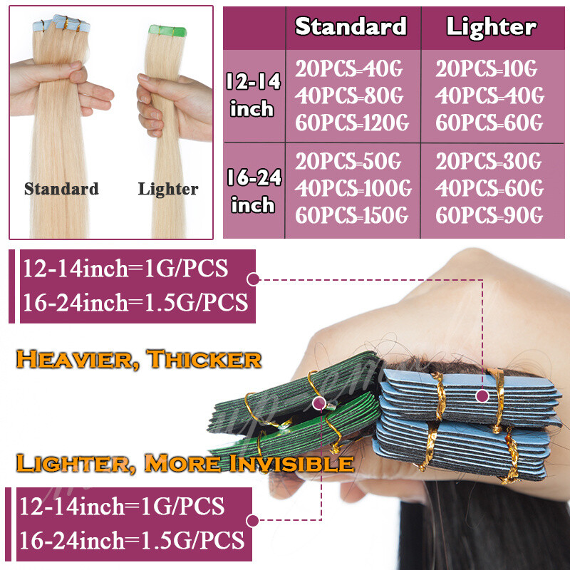 Seamless Tape In Remy Real Human Hair Extensions Skin Weft Brown Black 20pcs