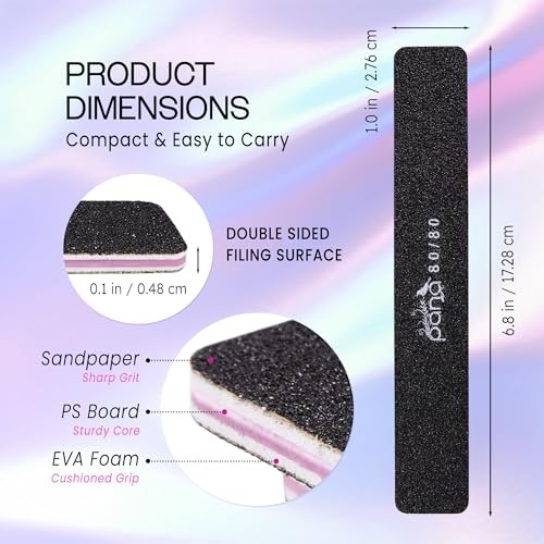 10pcs – Jumbo Double-Sided Emery Nail File for Grit (80/80) Black (Jumbo)