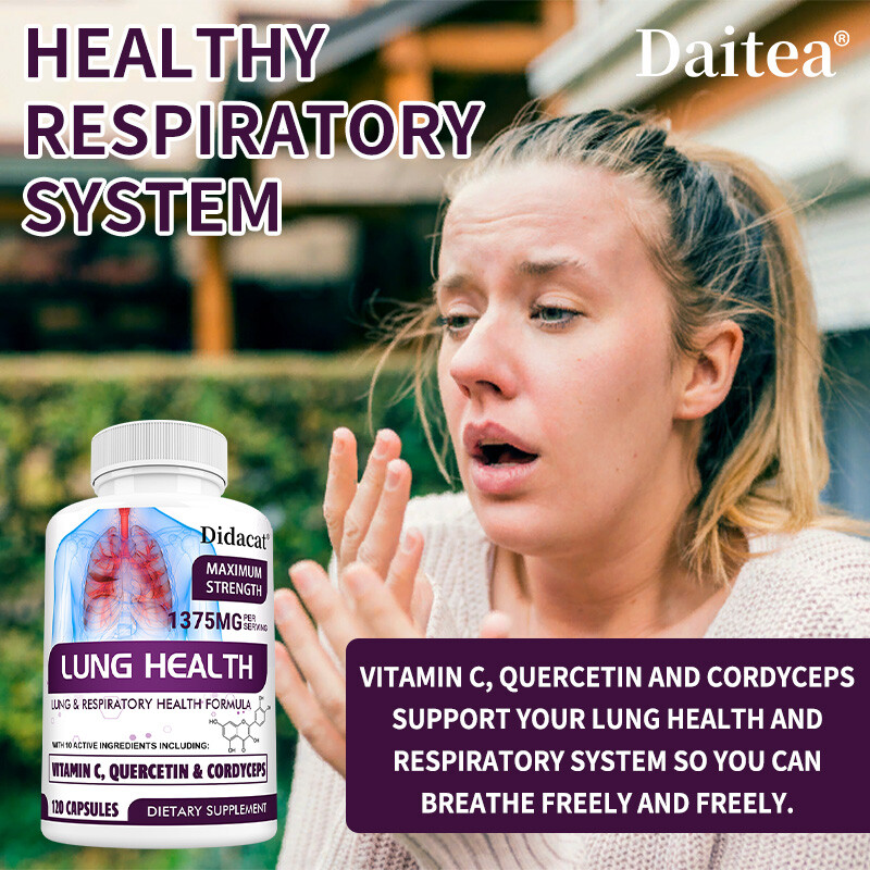 Lung Health 120 Capsules Lung Cleanse Detox Respiratory Quercetin Bromelain