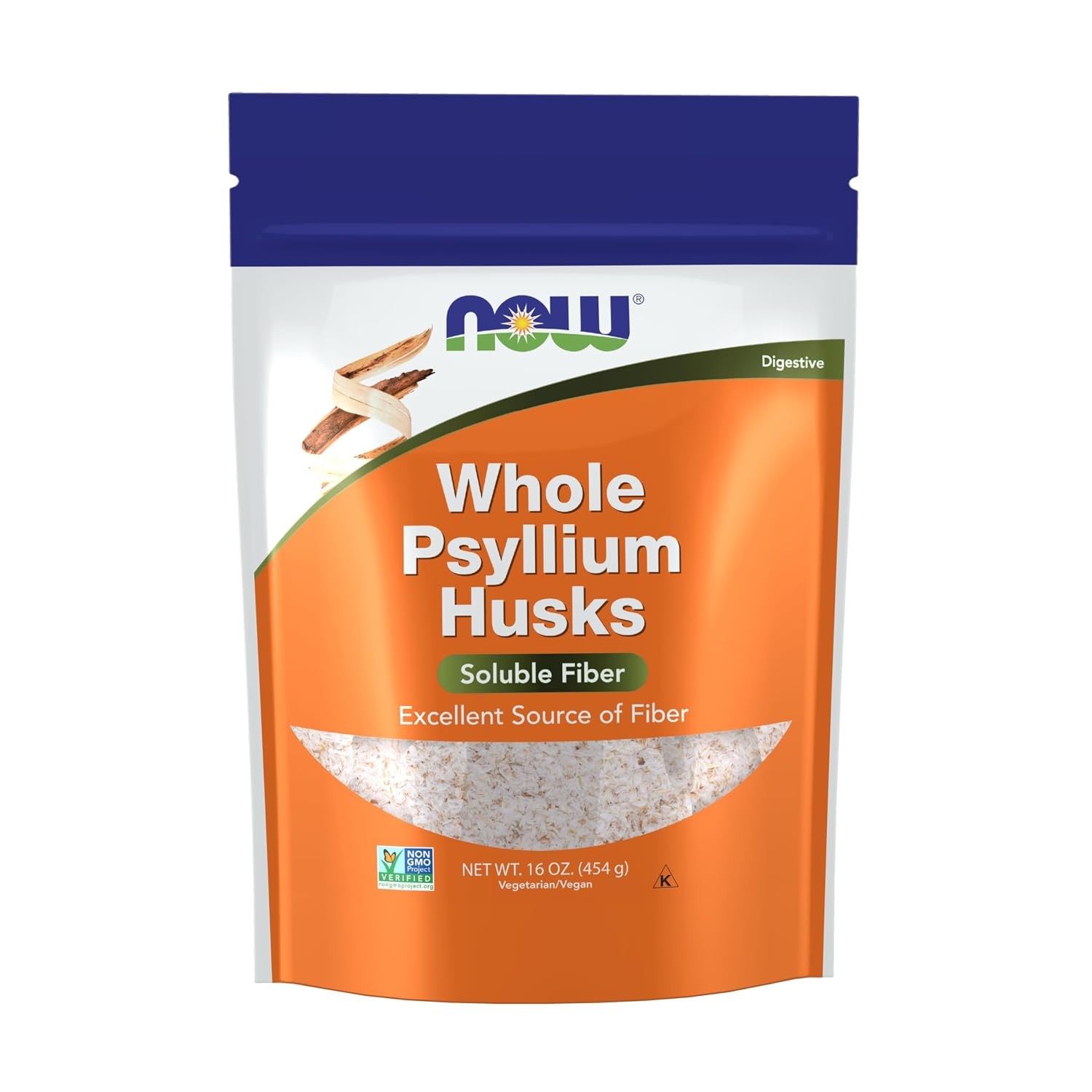 Whole Psyllium Husk Capsules, 1 Pound, Non-GMO Project Verified Soluble Fiber