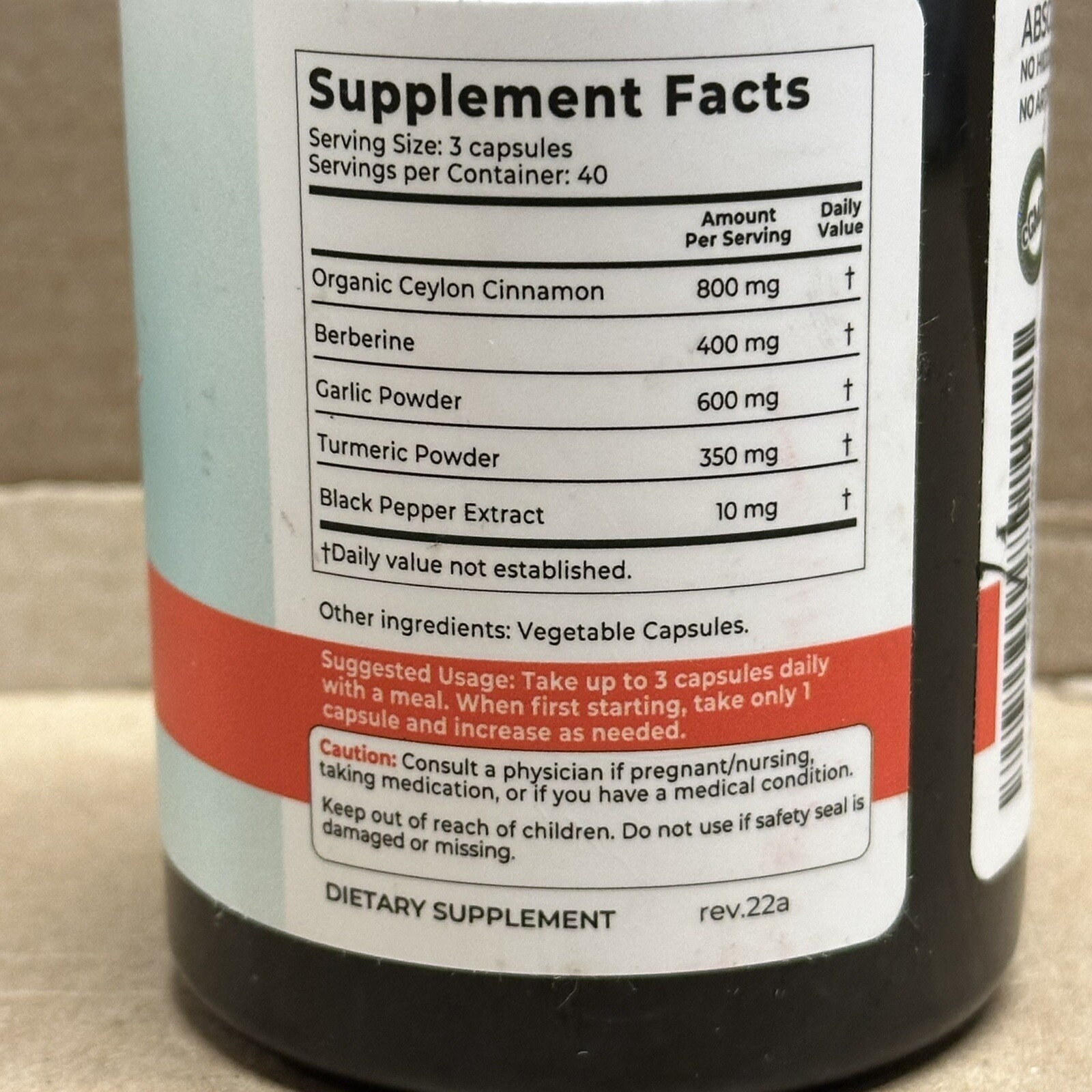 Why Not Natural: Ceylon Cinnamon Garlic Berberine Turmeric 2160mg 120 Caps 2026