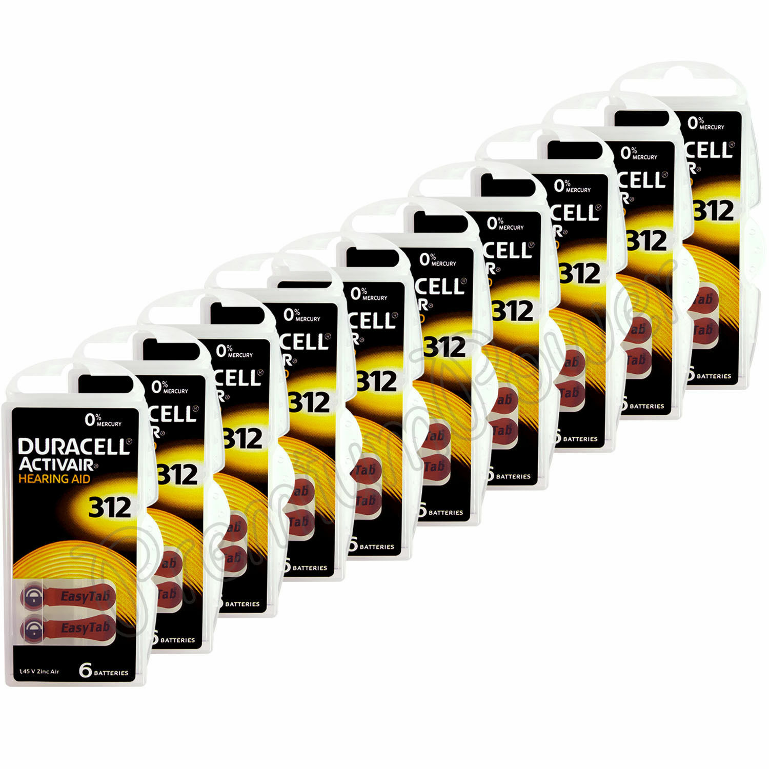30 x Duracell Activair D312 312 Size Hearing aid batteries Zinc air