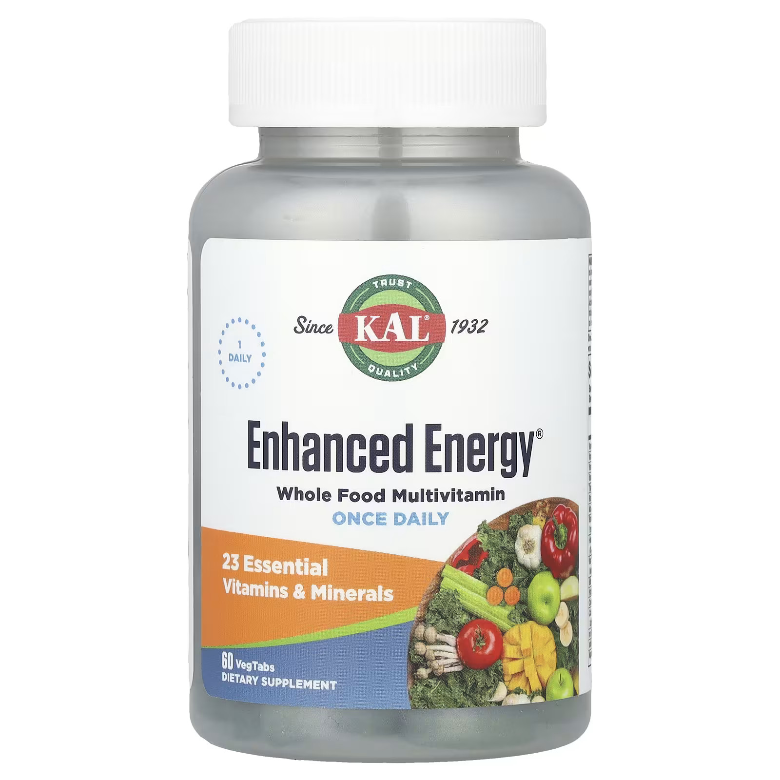 2 X KAL, Enhanced Energy, Once Daily Whole Food Multivitamin, 60 Vege-worldwide