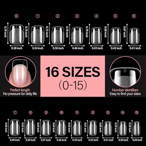 Short Square Nail Tips, Fake Thickened Half Matte Nails 256PCS-Short Square