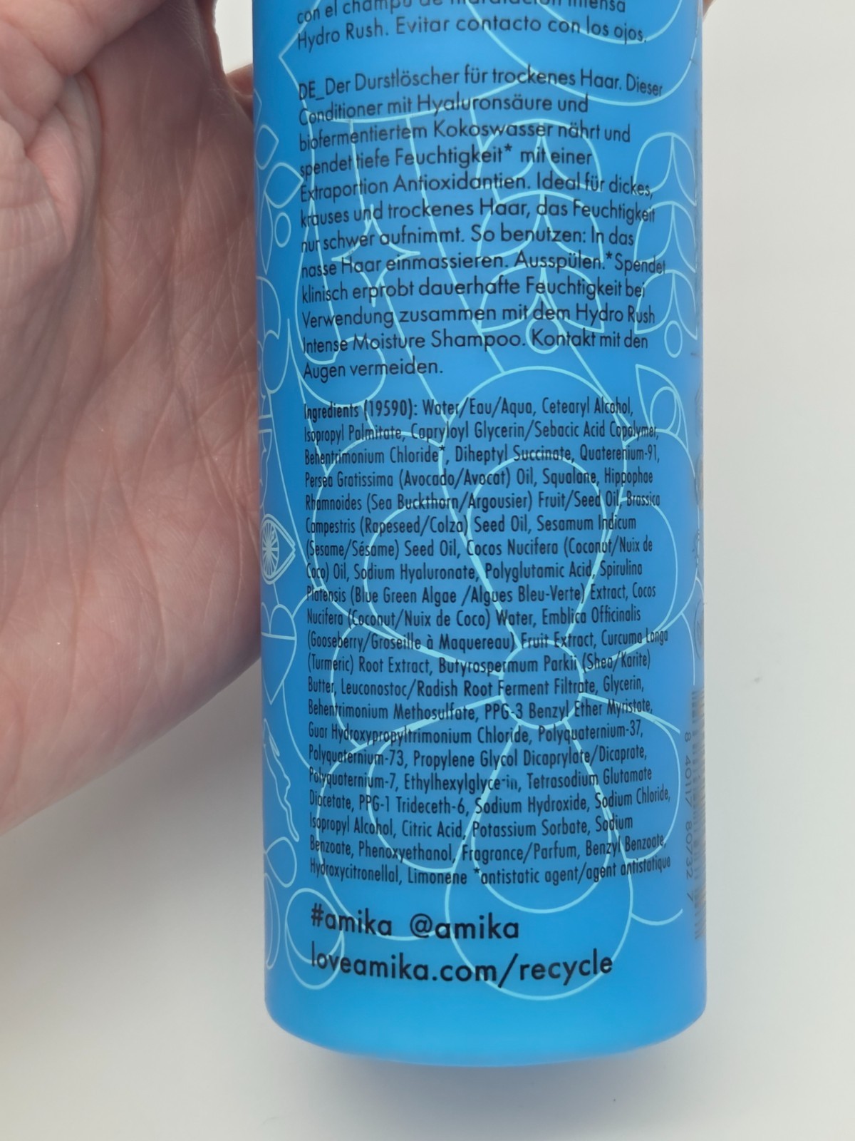 Amika Hydro Rush Shampoo & Conditioner Duo – 9.2 Fl. Oz – Intense Moisturizing