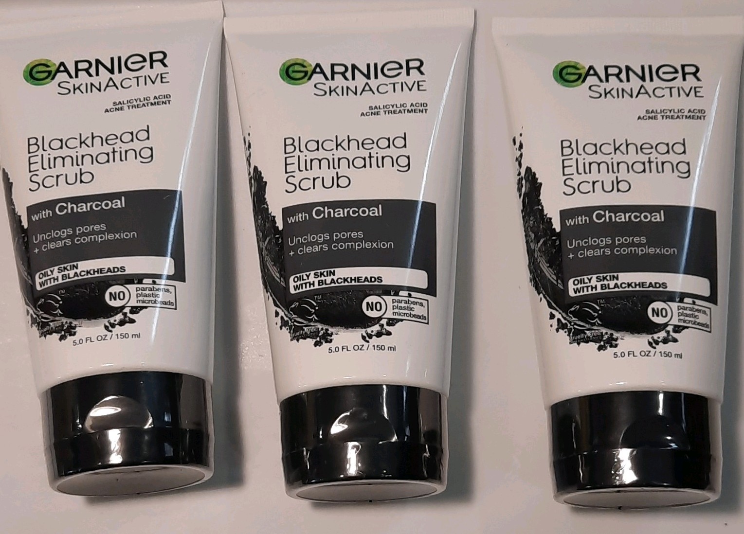3 Count Garnier SkinActive Blackhead Eliminating Scrub Charcoal 5.0 fl oz