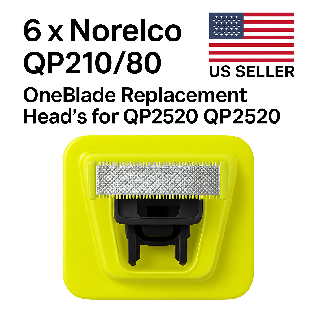 6 x Norelco QP210/80 OneBlade Replacement Head’s for QP2520 QP2630 QP6520