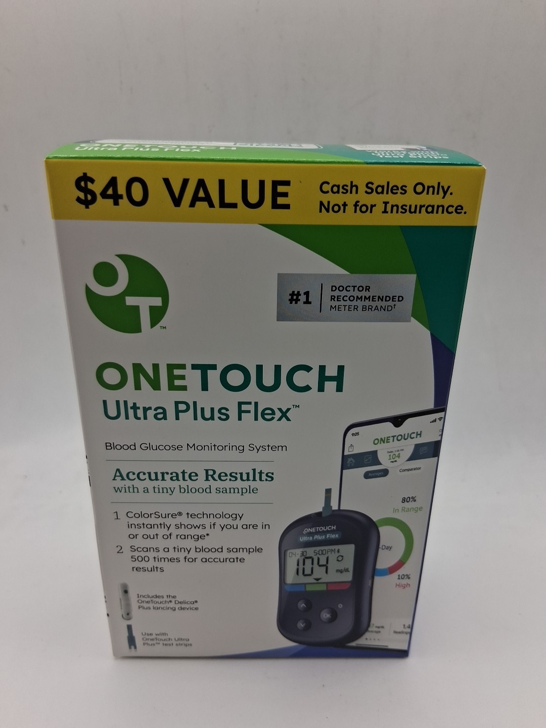 One Touch Ultra Plus Flex Blood Glucose Monitoring System Exp:03/2030