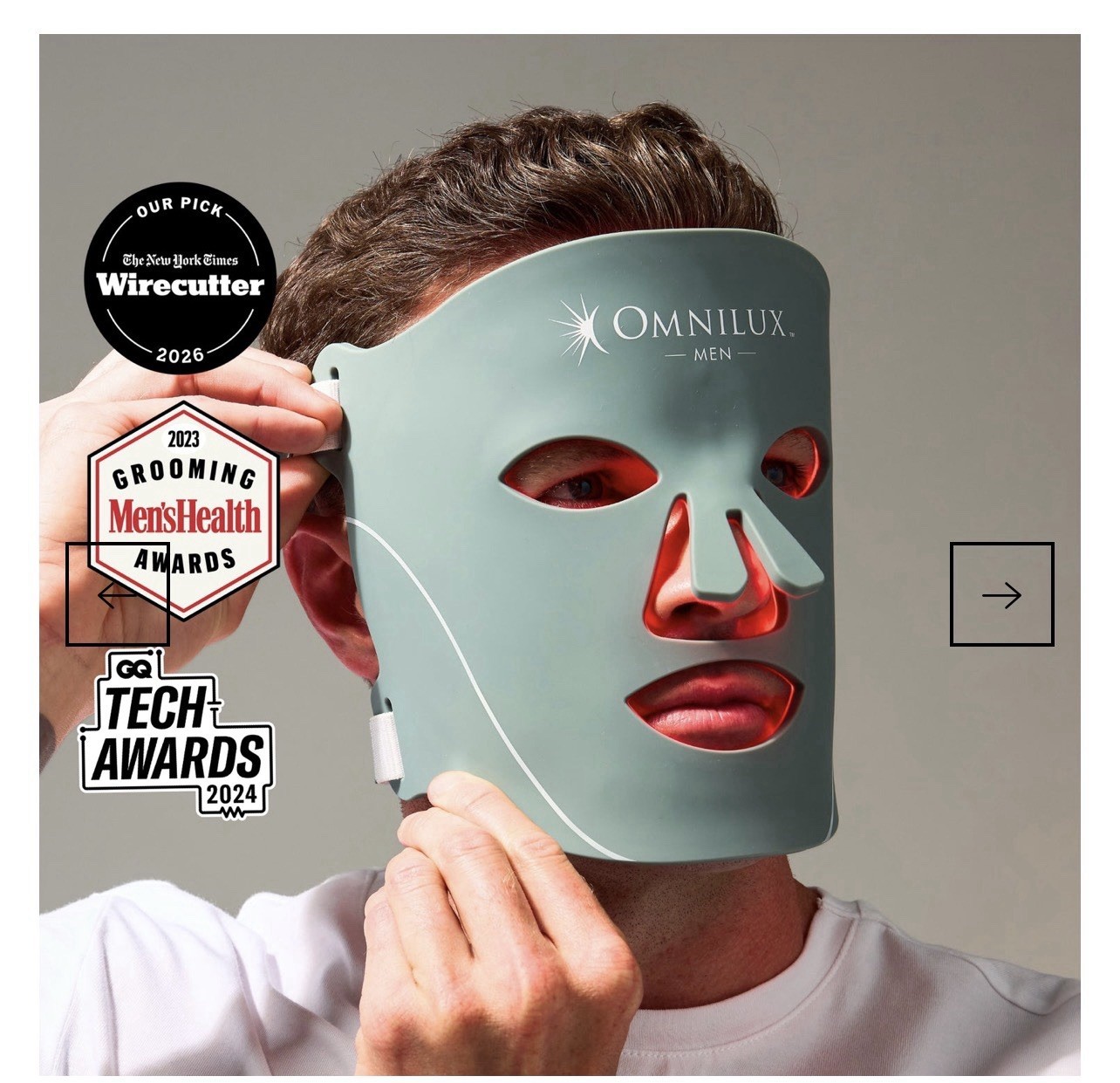 NEW Omnilux Men’s LED Mask Therapy Device Reduce Lines Wrinkles