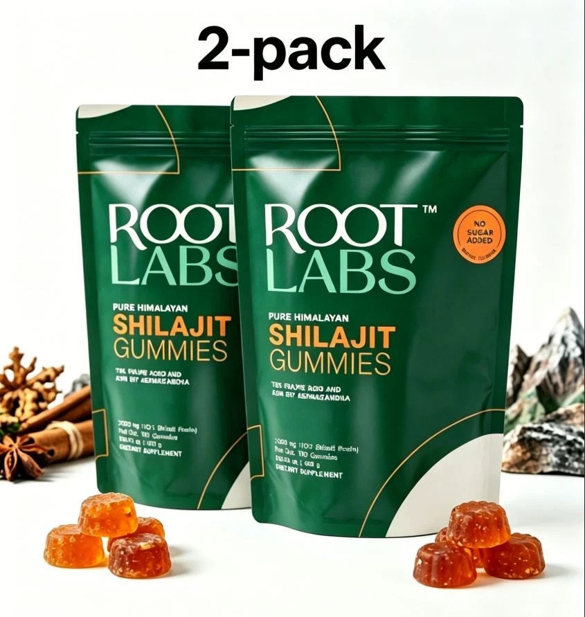 2-Pack Root Labs Shilajit Gummies Fulvic Acid KSM-66 Ashwagandha No Sugar 240ct