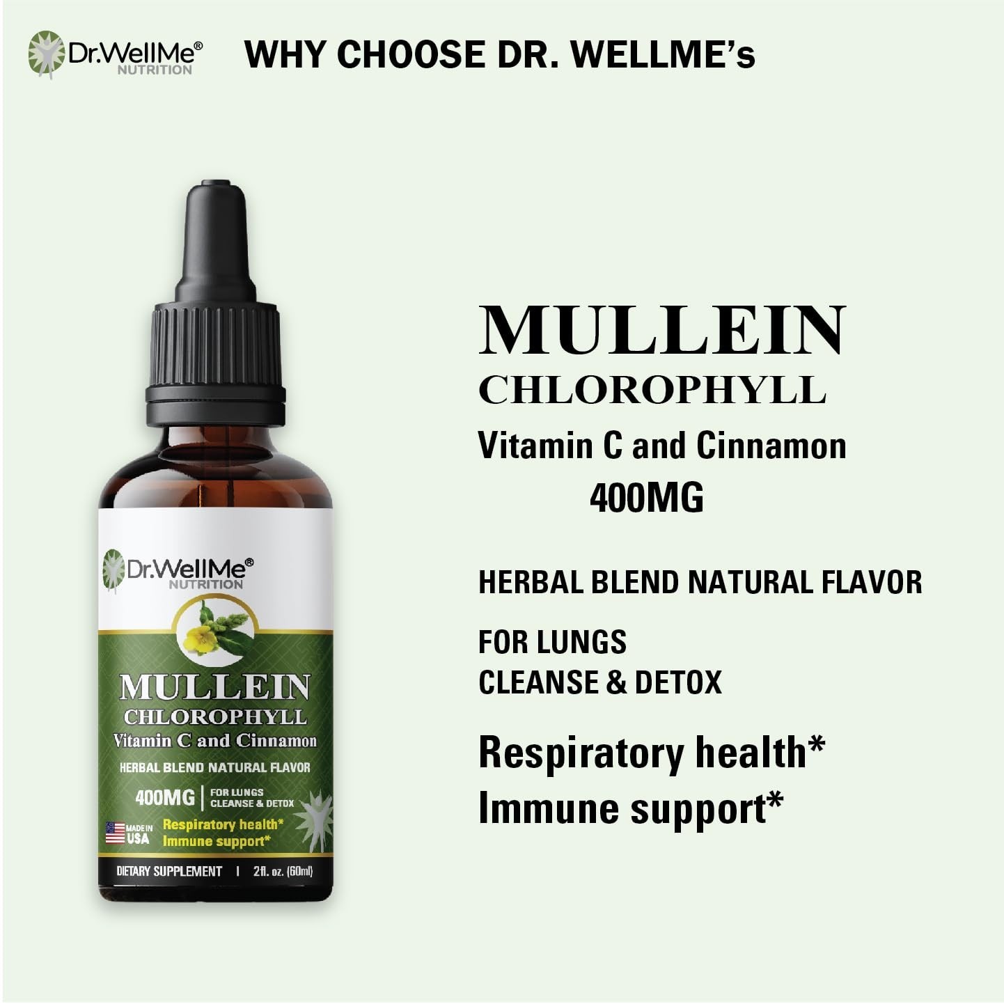 Mullein Chlorophyll 2 oz Drops – Detox, Immune, Gut Health, Inflammation Support
