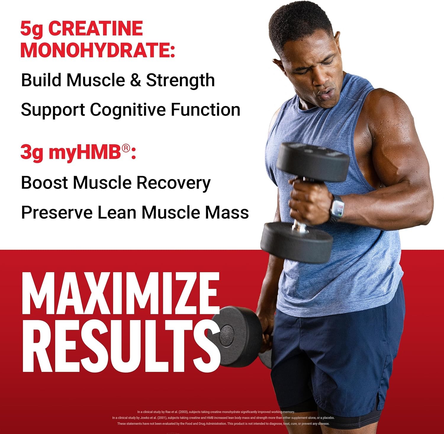 Force Factor Creatine HMB Powder,5g Creatine Monohydrate + 3g myHMB for Muscle G