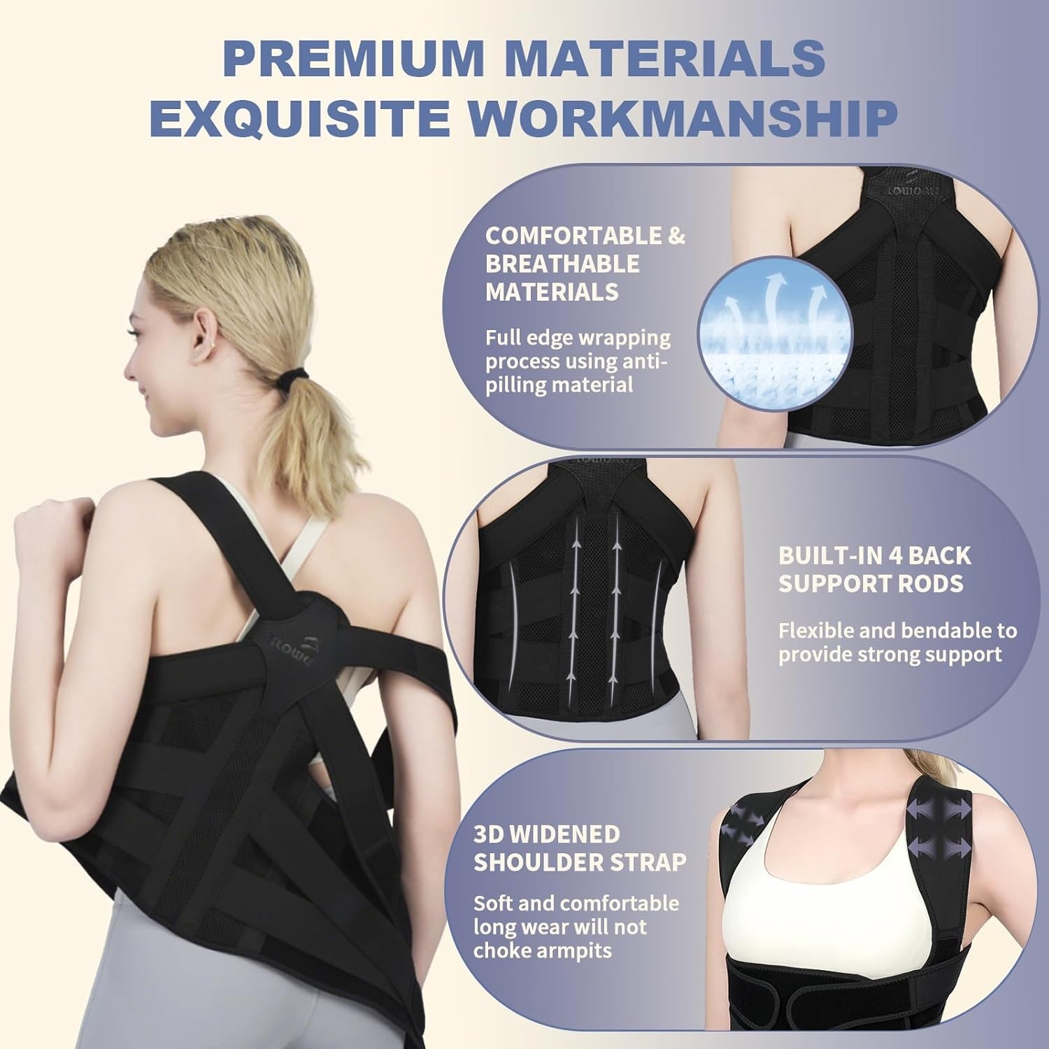 Luxury Posture Corrector & Back Brace – Adjustable Relief for Back Pain, Medium