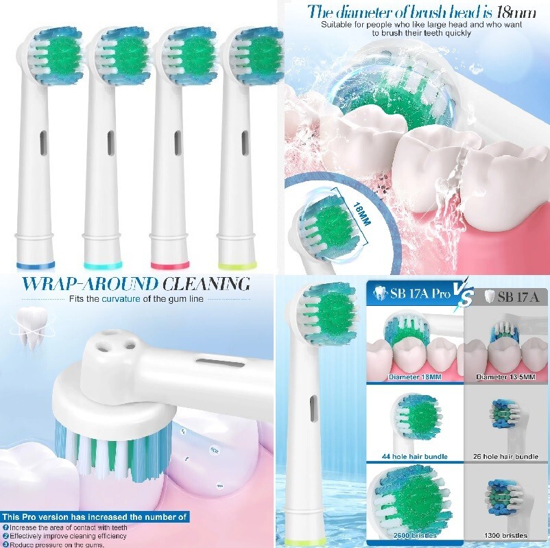 Toothbrush Replacement Heads Compatible With Braun Oral-B Electric Heads- NEW