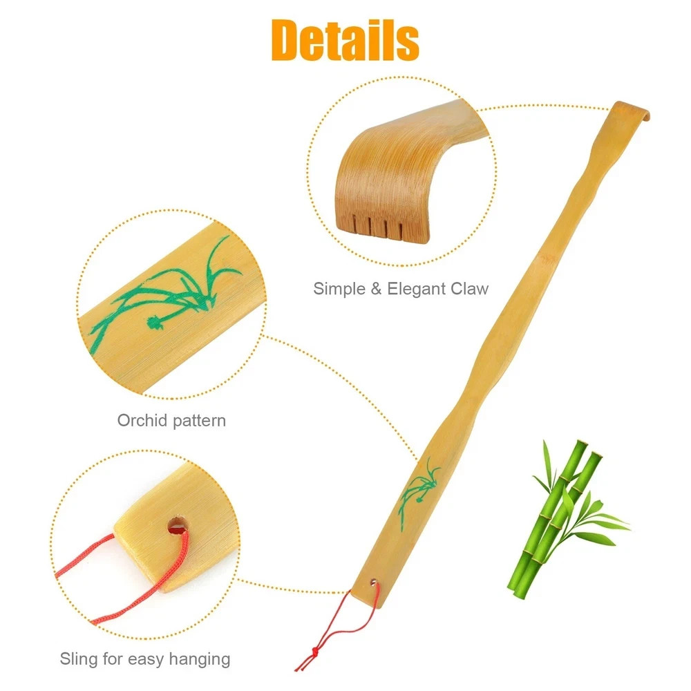 3Pack Natural Bamboo Back Scratcher Long Reach Pick Itch Relief Tool Portable US
