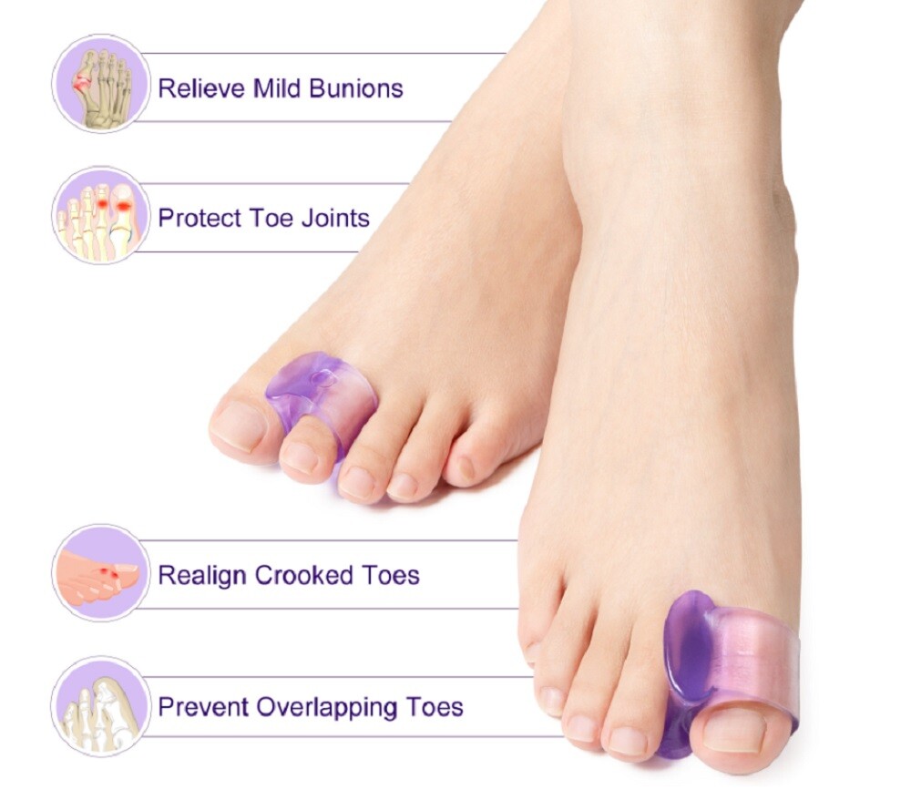 4 Pairs Gel Toe Separators Toe Spacers Reusable Foot Care Set
