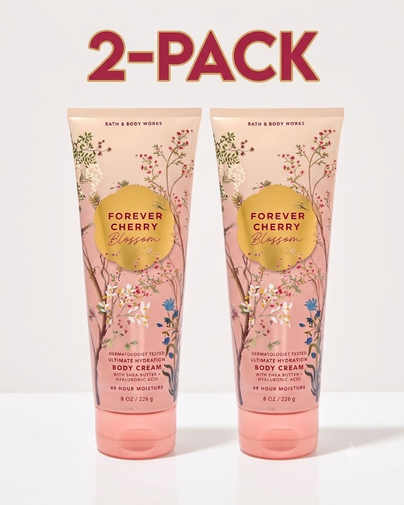 NEW 2 PACK Forever Cherry Blossom Ultimate Hydration Body Cream 8 oz