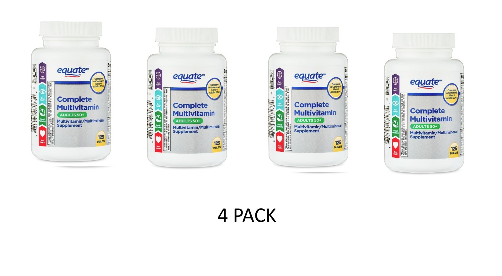 Complete Multivitamin/Multimineral Supplement Tablets, Adults 50+, 125 Count, 4P