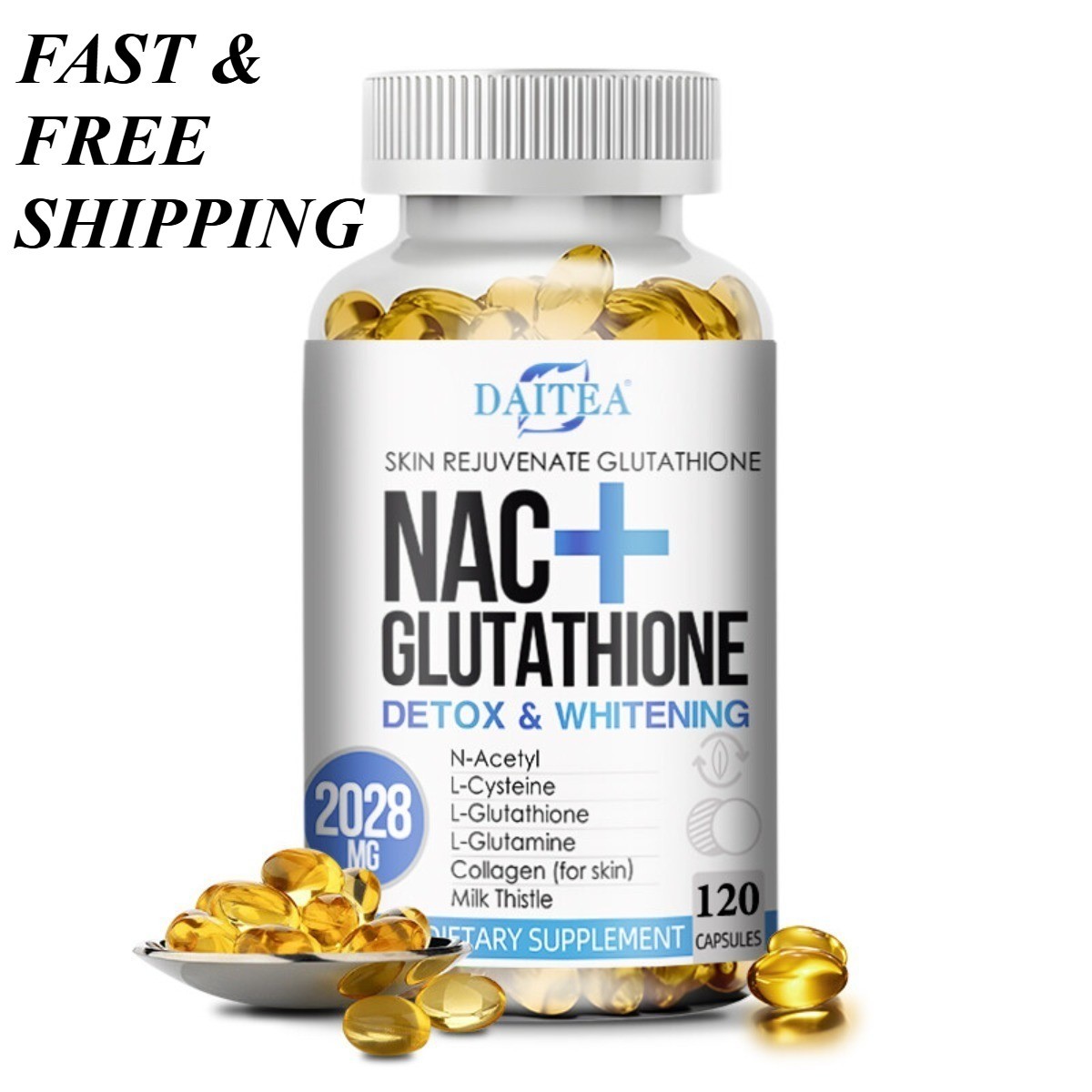 2 BOTTLES-NAC Glutathione Collagen Complex Antioxidant & Anti-Aging Skin Support