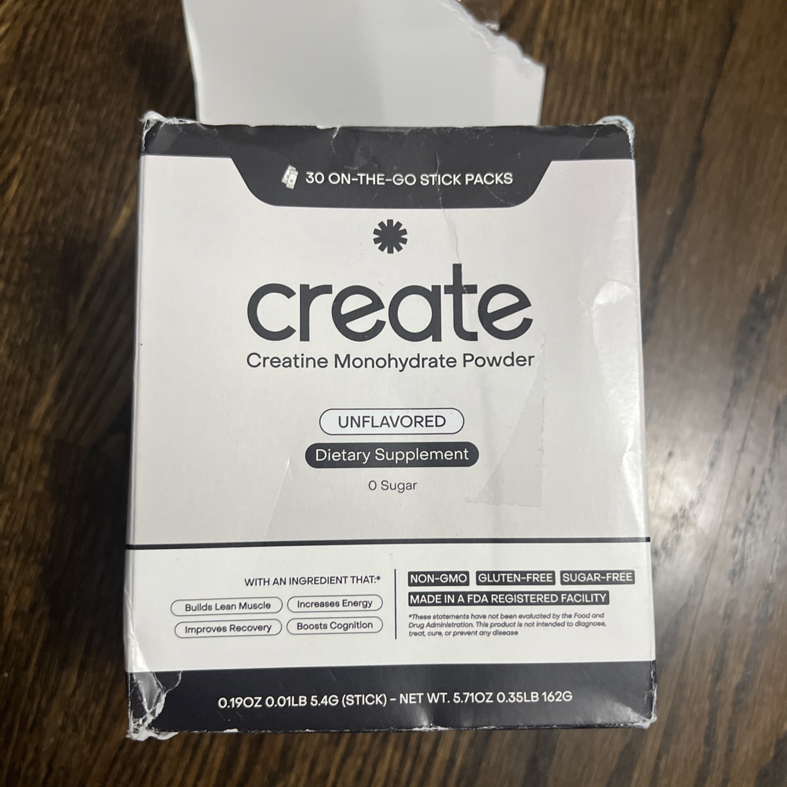 Create Single Serve Creatine Monohydrate Powder – 5g 6.3 Ounce 30 Serving Unflav