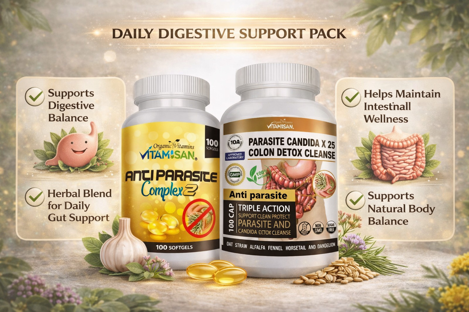 Intestinal Parasite Cleanse Detox Dietary Capsules Supports Digestion Free