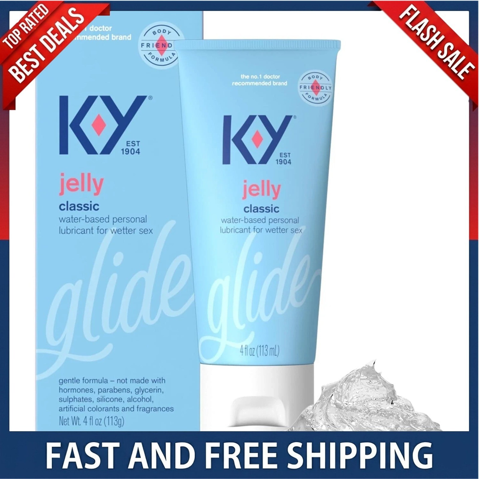 K-Y Jelly Personal Lubricant Water Based Lube for Wetter Sex 4 oz NEW