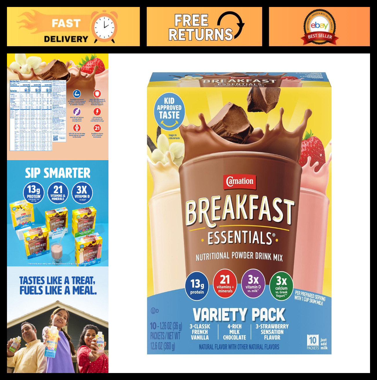 Complete Nutritional Drink Mix – Rich Chocolate, Vanilla & Strawberry – 60 Ct
