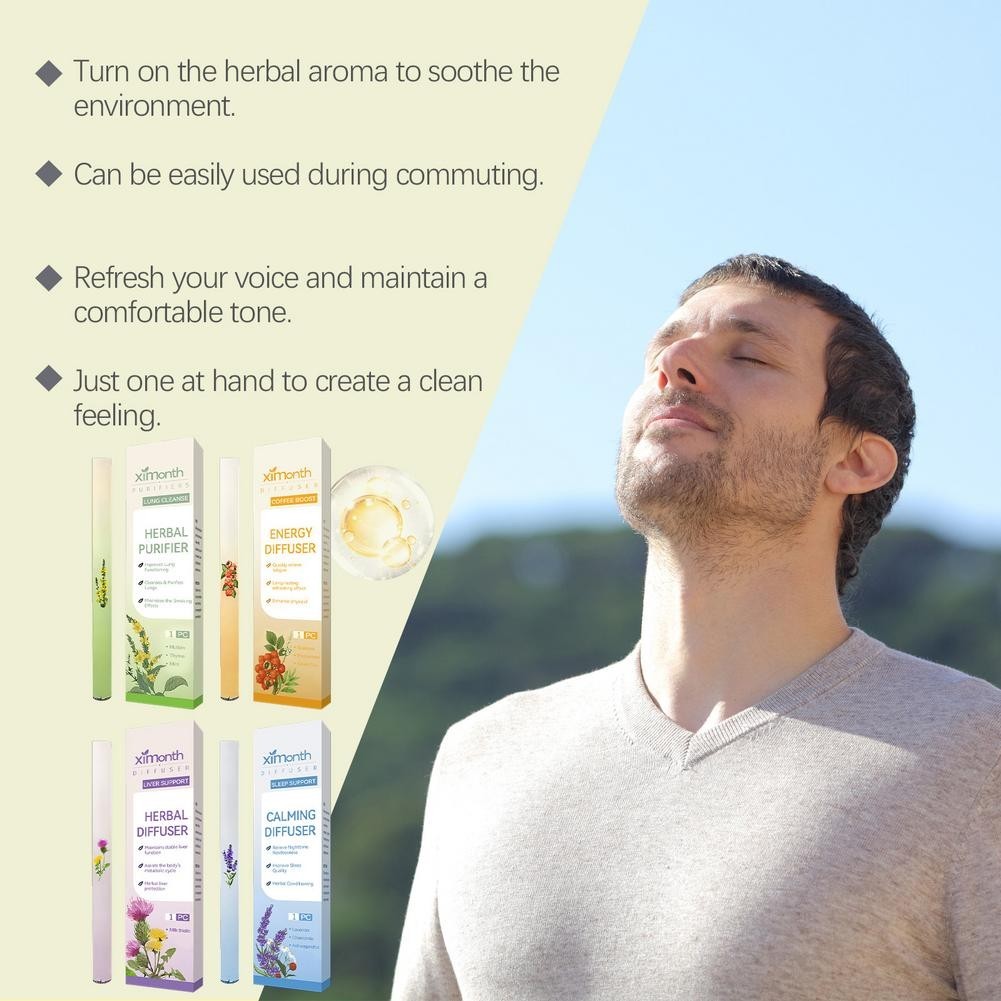 4 Style Herbal Diffuser w/Mullein Thyme Mint for Lung Health Fresh Air 4 packs