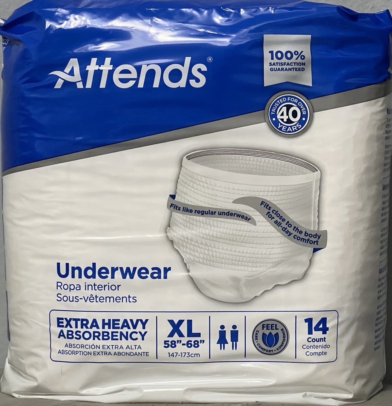 Attends Adult Protective Underwear XL 58”-68” EXTRA HEAVY ABSORBENCY 28 Pcs