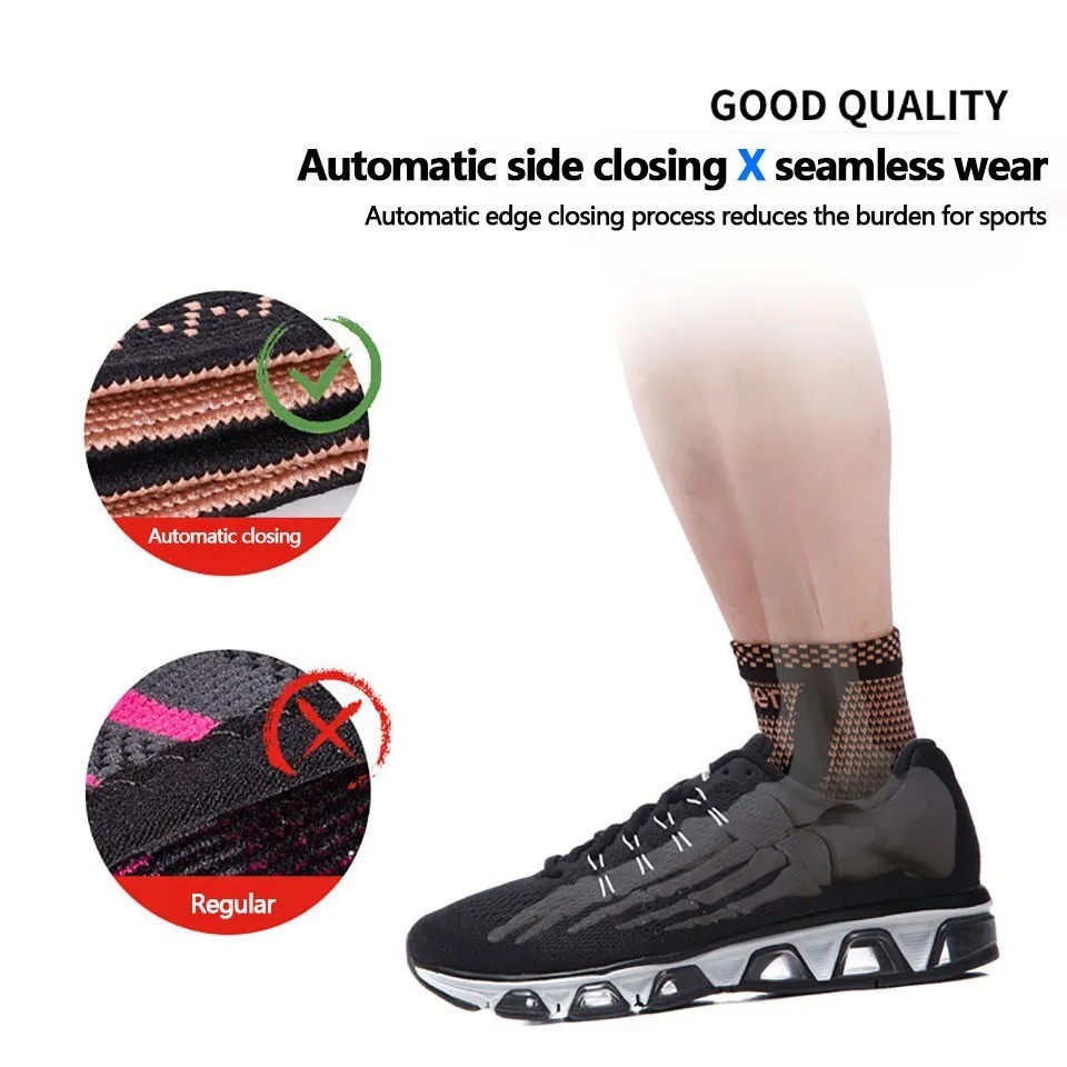 Copper Ankle Support Brace Sleeve Socks Elastic Foot Pain Relief