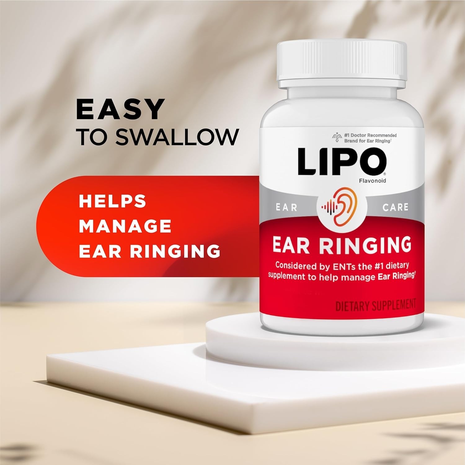 Lipo Ear Ringing Support Caplets – Natural Inner Ear & Circulation Aid with L…