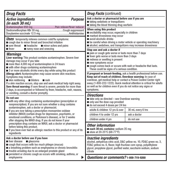 Equate Nighttime Cold & Flu Liquid Medicine, Original, 12 fl oz