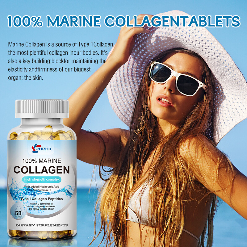 (3 Pack) Marine Collagen 1300mg Hyaluronic Acid,Vitamin C,Skin Health Supplement