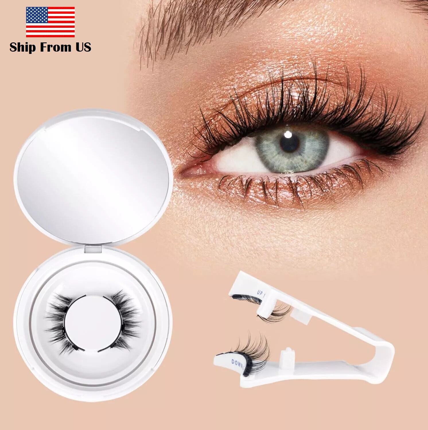 Reusable Magnetic Eyelashes with Applicator No Glue Needed Natural Lashes Kit US