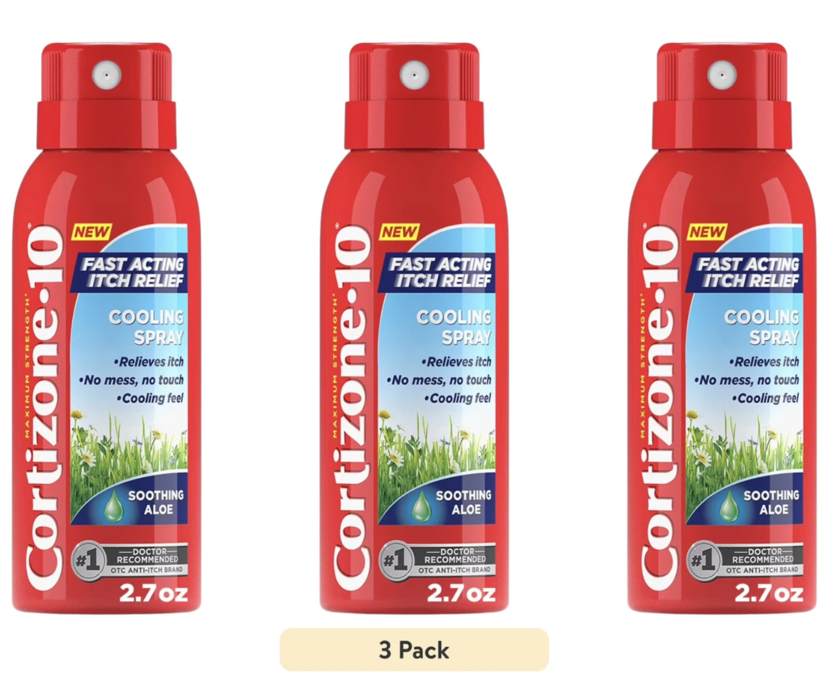Cortizone-10 Soothing Aloe 1% Hydrocortisone Itch Relief Spray, 2.7 oz 3 Pack