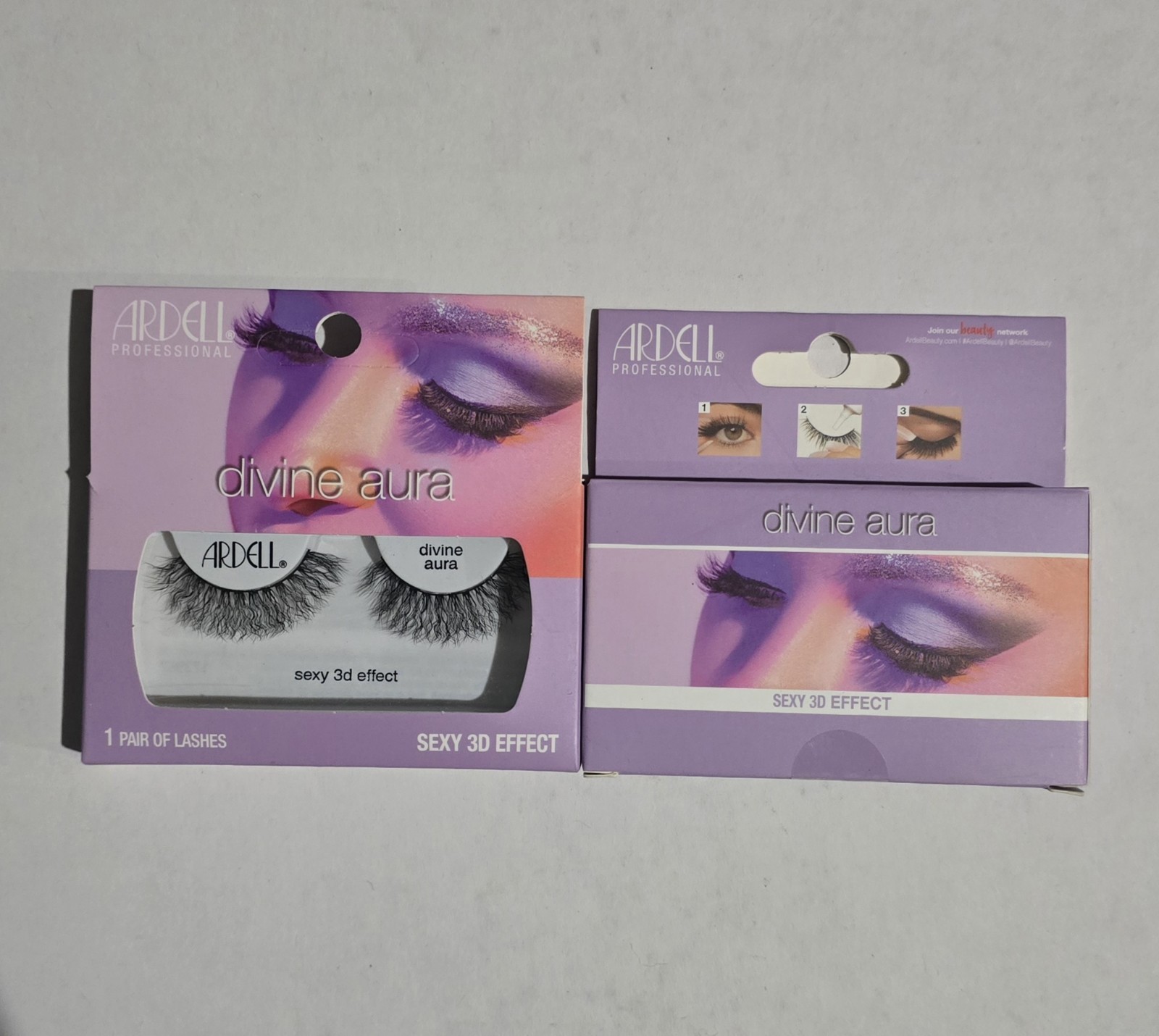 2 packs Ardell Divine Aura Sexy 3D Effect Strip Eyelashes, Black, 2 Pair