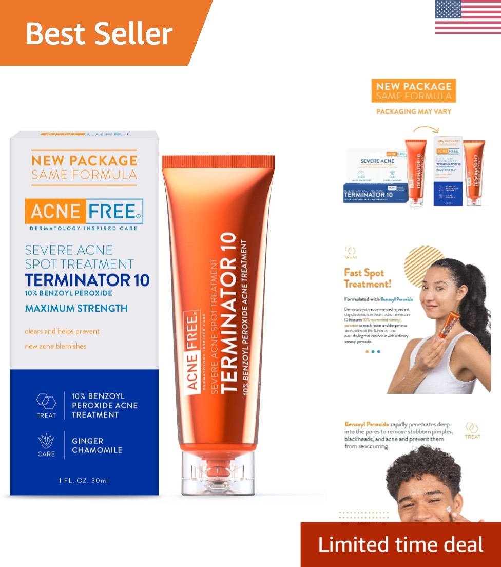 Dermatologist Recommended Acne Treatment with 10% Benzoyl Peroxide – 1 Oz