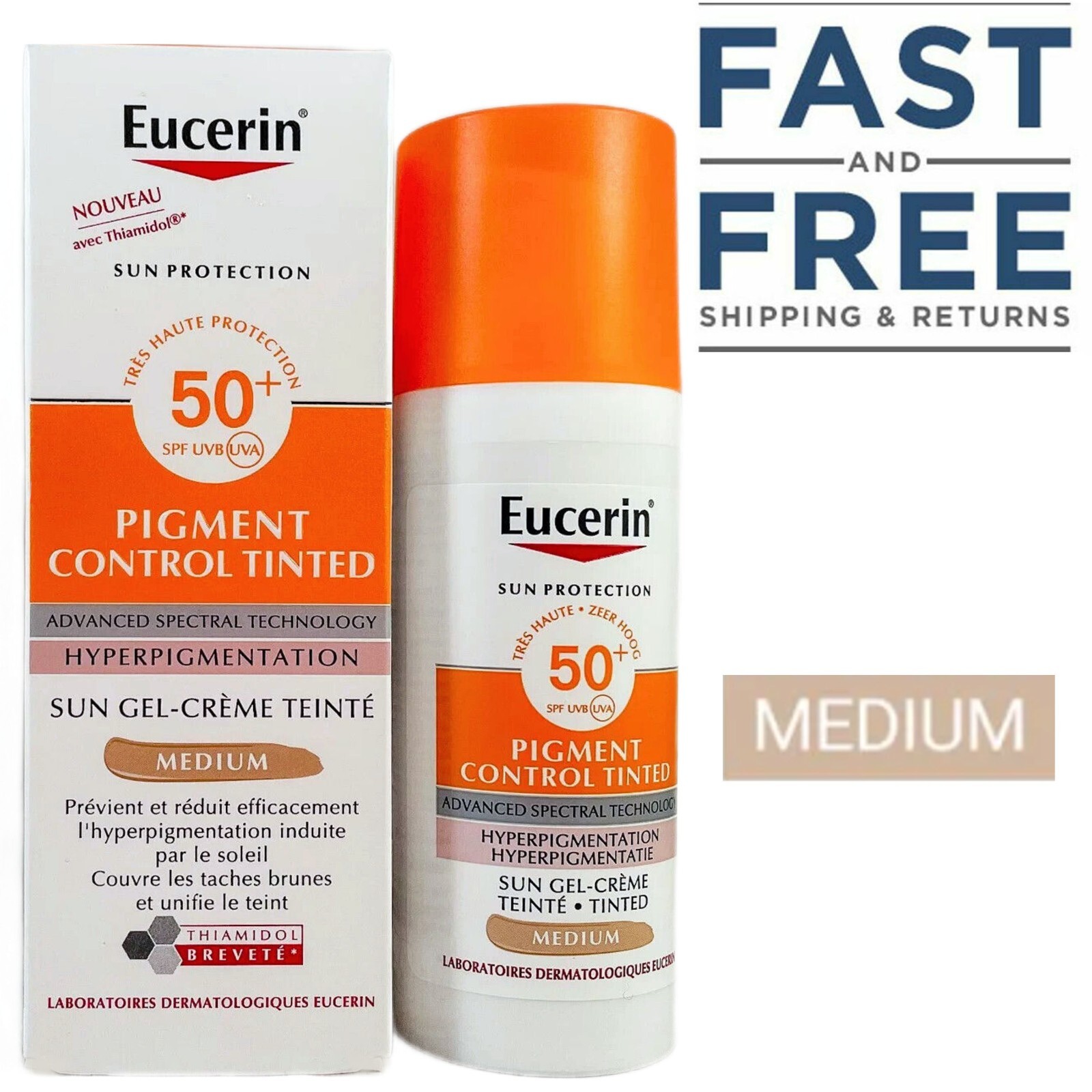 Eucerin Sun Pigment Control Tinted Medium Gel-Cream SPF50+ 50ml Exp 04/2026 NIB