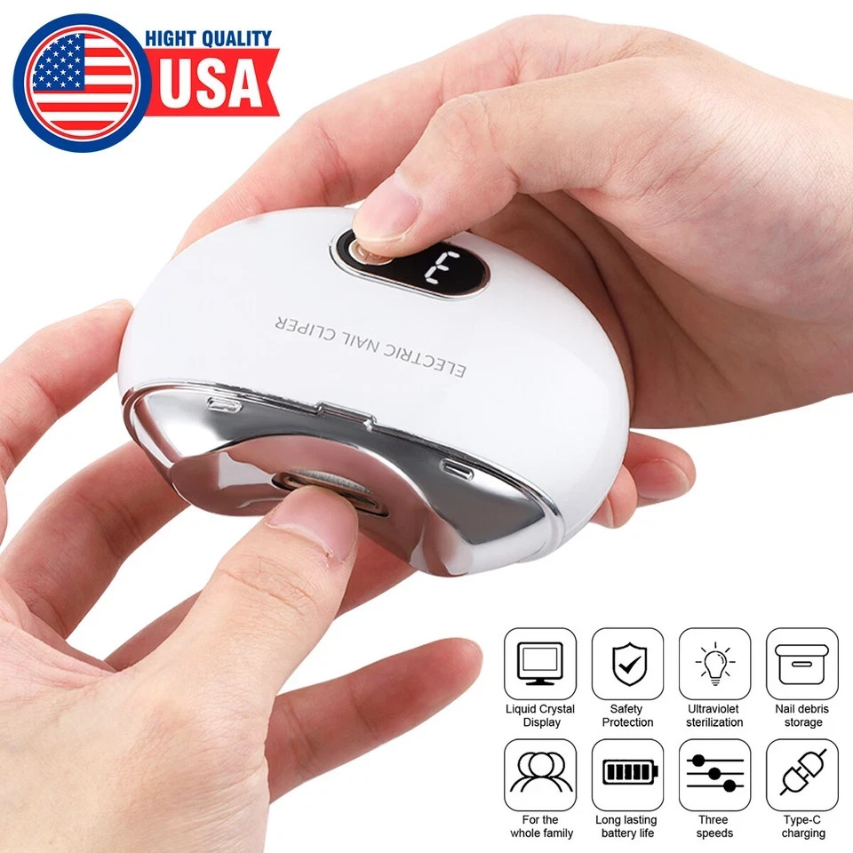 Electric Automatic Nail Clipper 3 Speed Adjustable Nail Trimmer Portable