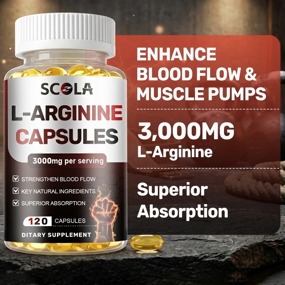 L-Arginine 3000mg Nitric Oxide,Testosterone Booster,Blood Flow 60/120 Capsules
