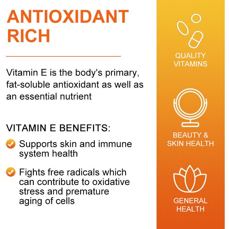 2X Vitamin E 670mg 120 Softgels | Vit E Capsules for Hair Skin Nail Face Health