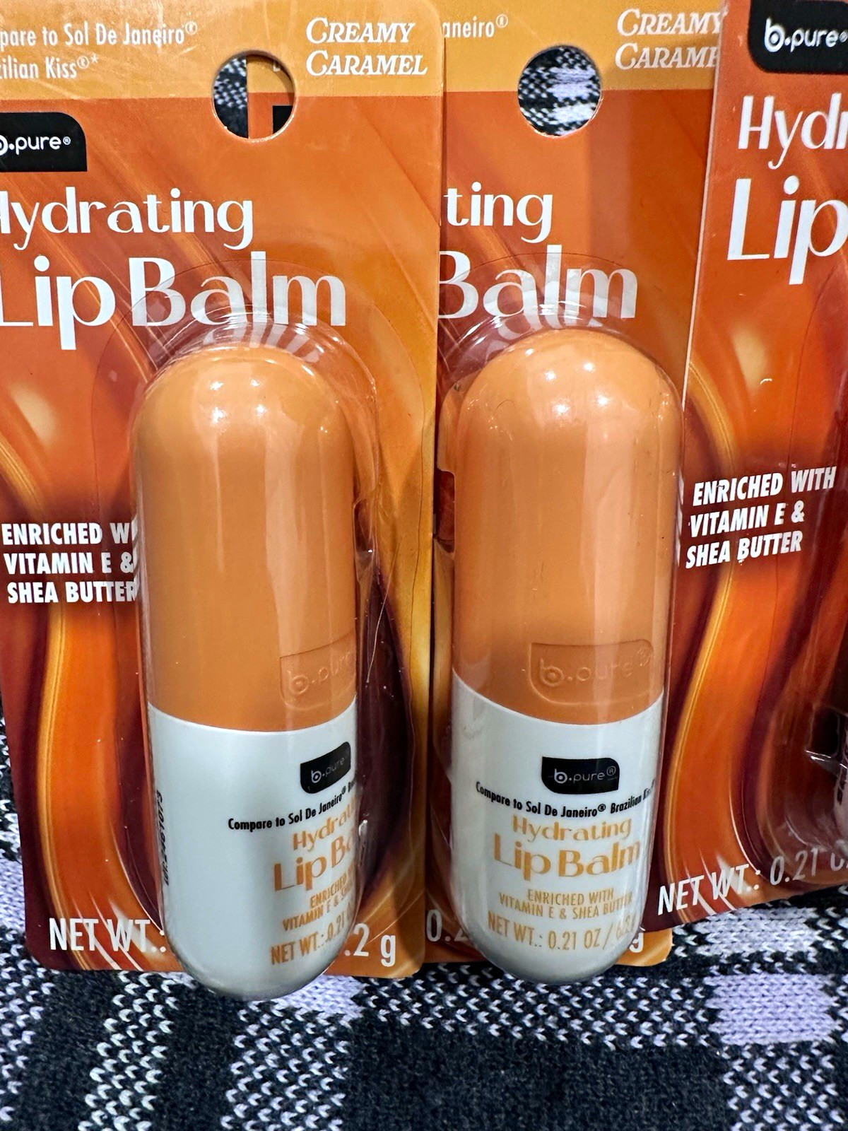b.pure Hydrating Lip Balm Creamy Caramel w/ Vitamin E & Shea Butter 0.21oz