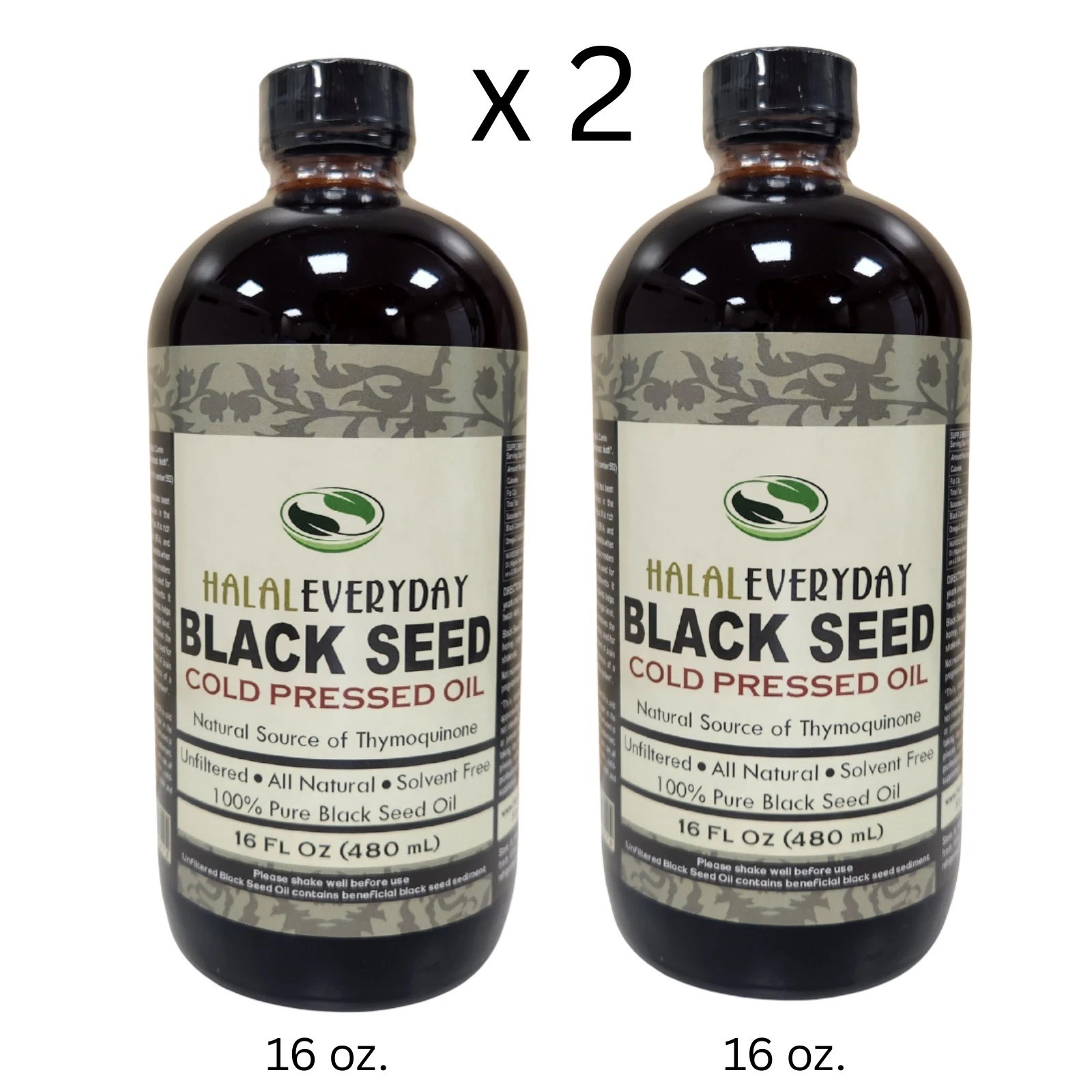 Black Seed Oil 100% Pure Natural Cold Pressed Nigella Sativa Non GMO Glass